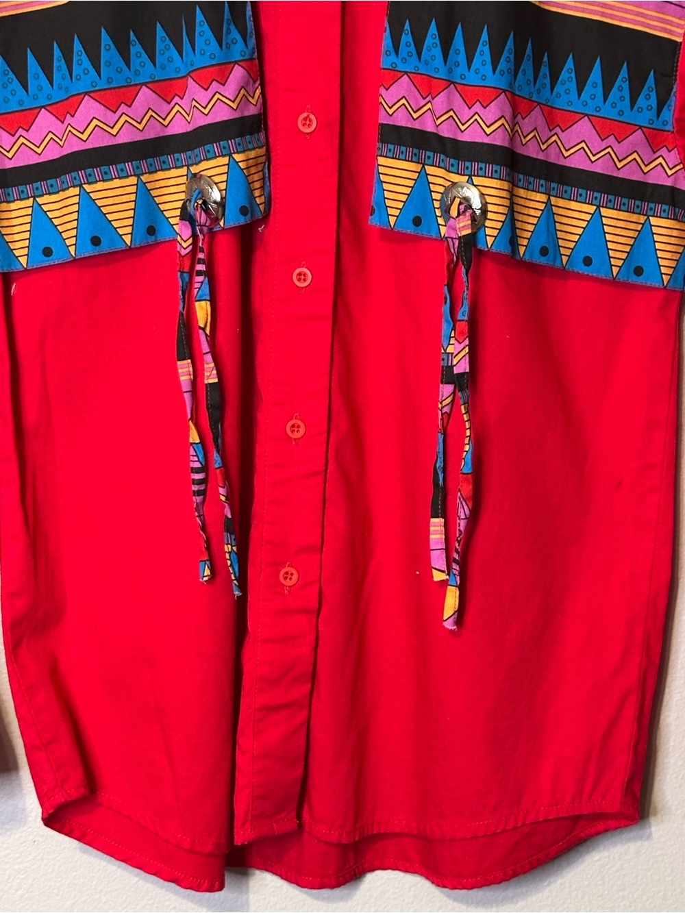 Vintage Wrangler Frontier Series Aztec Western Buttondown Shirt XS Rodeo Cowgirl - Picture 9 of 11